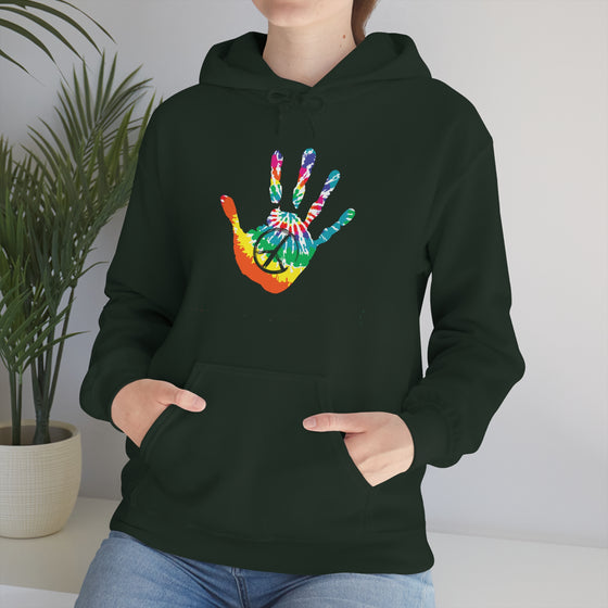 Chill Stitch –Tie-dye Peace Hand - Unisex Hooded Hoodie Sweatshirt – Embrace Your Vibe