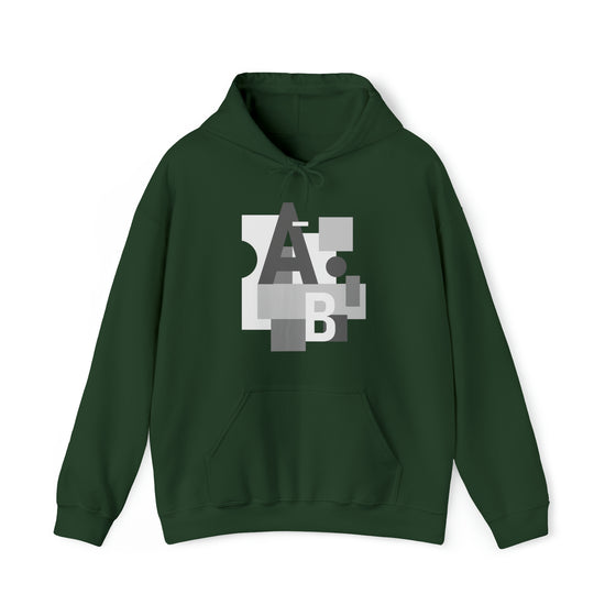 Abstract Shapes V8 Block Letters  | Abstract | Minimalist | Modern  Unisex Hooded Hoodie Sweatshirt | Embrace Your Vibe