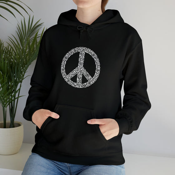 Hippie Sweatshirt | War Peace Symbol Machine| Abstract Unisex Hooded Hoodie Sweatshirt