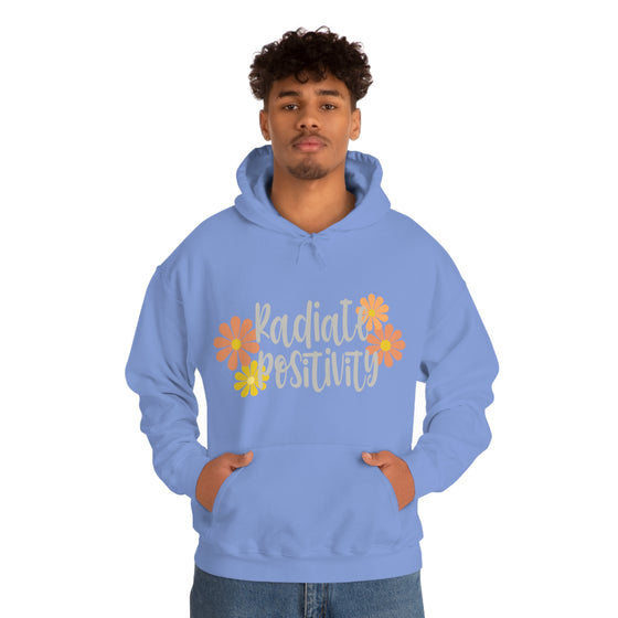 Chill Stitch – Radiate Positivity - Unisex Hooded Hoodie Sweatshirt – Embrace Your Vibe