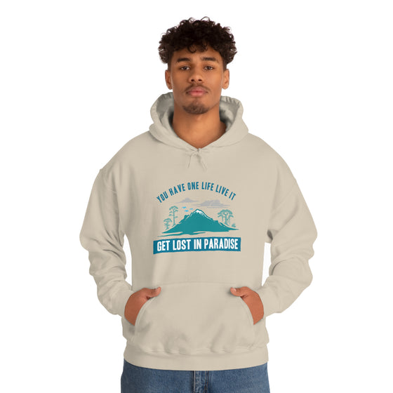 Chill Stitch – Get Lost in Paradise - Unisex Hooded Hoodie Sweatshirt – Embrace Your Vibe