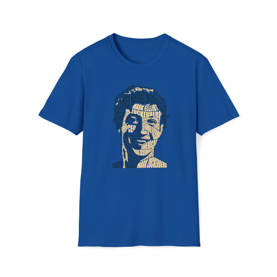 Mark Zuckerberg Meta |  Unisex Soft Style Tee T-Shirt  | Calligram Word Design