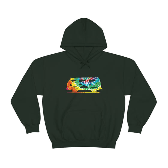 Chill Stitch – VW Tie-dye Van - Unisex Hooded Hoodie Sweatshirt – Embrace Your Vibe