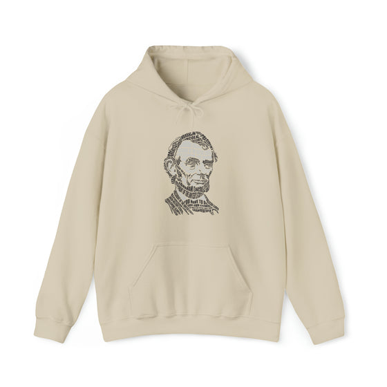 Abraham Lincoln | Unisex Hooded Hoodie Sweatshirt | Embrace Your Vibe | Calligram Word Design