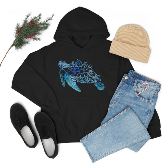 Floral Mandala Sea Turtle Sweatshirt | Unisex Hooded Hoodie Sweatshirt