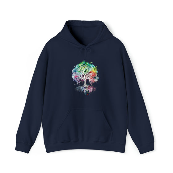 Lake Sweatshirt | Tree of Life Watercolor V4 Color Burst | Unisex Hooded Hoodie Sweatshirt