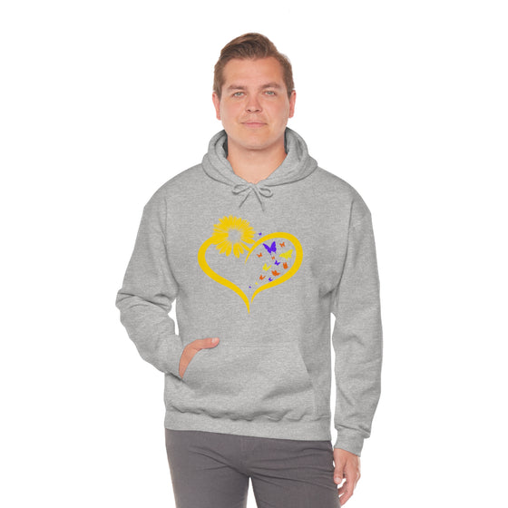 Butterflies Sunflower | Unisex Hooded Hoodie Sweatshirt | Embrace Your Vibe