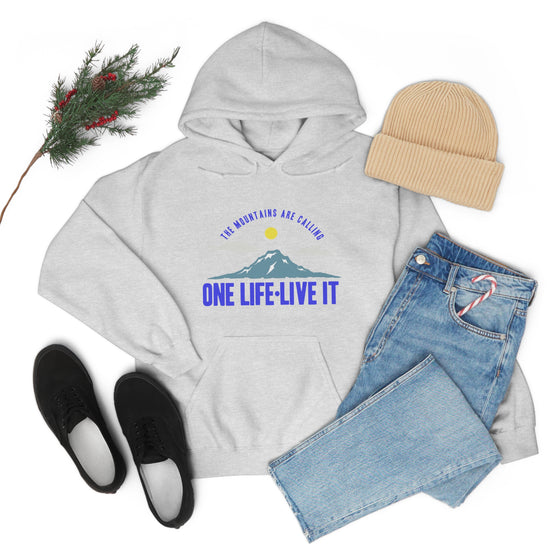 Chill Stitch – Mountains One Life Live It - Unisex Hooded Hoodie Sweatshirt – Embrace Your Vibe