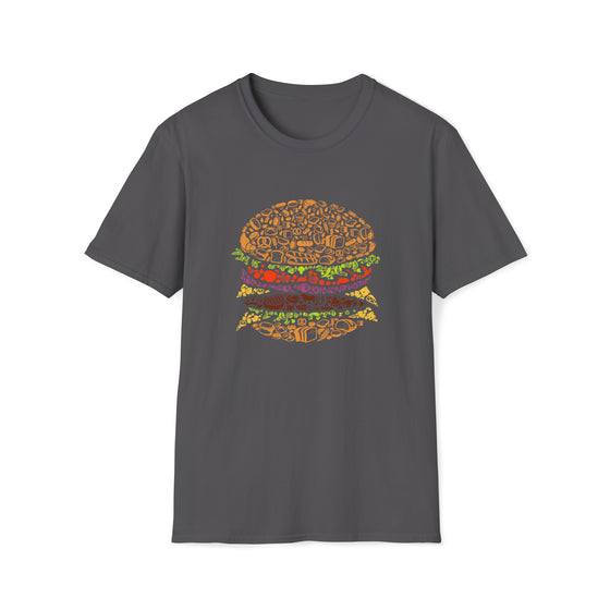 Burger Food Foodie | Abstract | Minimalist | Modern | Unisex Soft Style Tee T-Shirt | Embrace Your Vibe