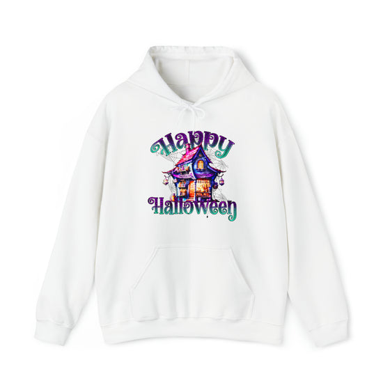 Halloween Sweatshirt | Happy Halloween Haunted House | Unisex Hooded Hoodie Sweatshirt