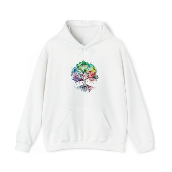 Lake Sweatshirt | Tree of Life Watercolor V4 Color Burst | Unisex Hooded Hoodie Sweatshirt