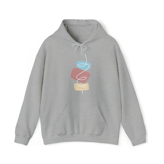 Abstract Block String Shapes V29 Stacked Blocks Line Twirl | Abstract | Minimalist | Modern Unisex Hooded Hoodie Sweatshirt