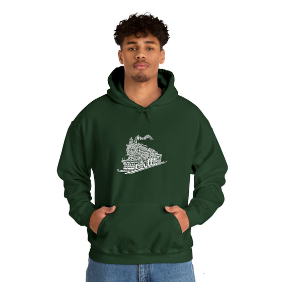 Chill Stitch – Train Locomotive Song Music Notes | Abstract | Minimalist | Modern - Unisex Hooded Hoodie Sweatshirt – Embrace Your Vibe