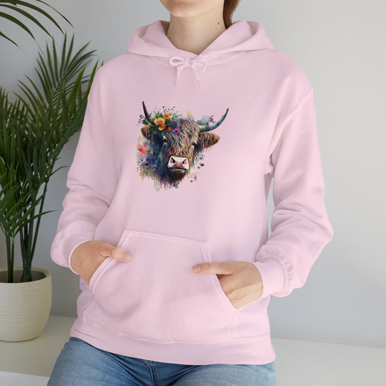 Sweatshirt | Highland Cow Watercolor V2  Western | Unisex Hooded Hoodie Sweatshirt