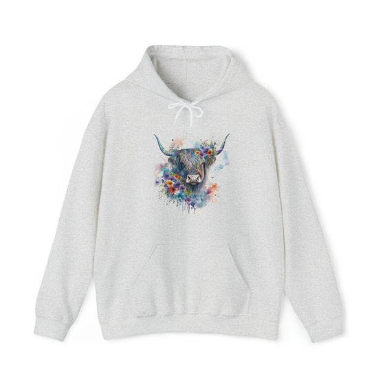 Sweatshirt | Highland Cow Watercolor V3 Western | Unisex Hooded Hoodie Sweatshirt