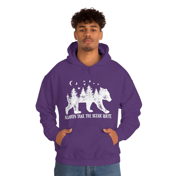 Bear Always Take Scenic Route | Unisex Hooded Hoodie Sweatshirt | Embrace Your Vibe