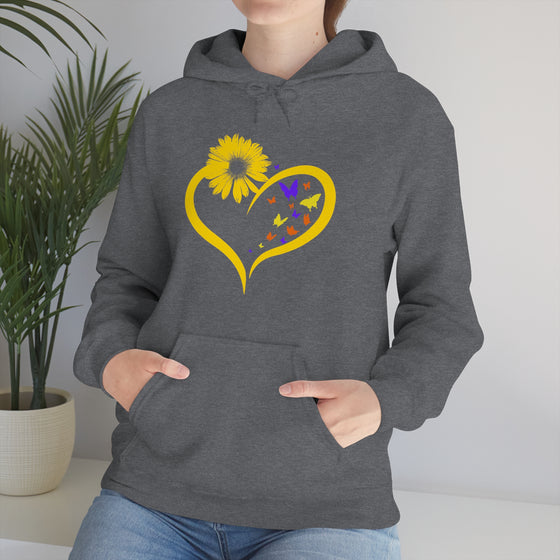 Butterflies Sunflower | Unisex Hooded Hoodie Sweatshirt | Embrace Your Vibe