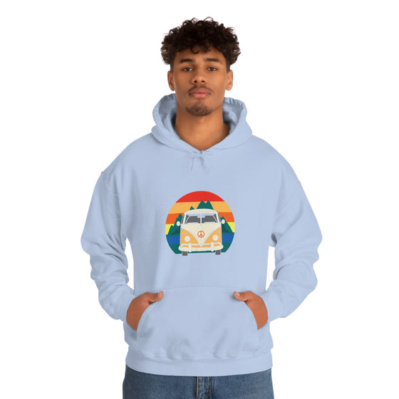 Chill Stitch – VW Van Mountains - Unisex Hooded Hoodie Sweatshirt – Embrace Your Vibe