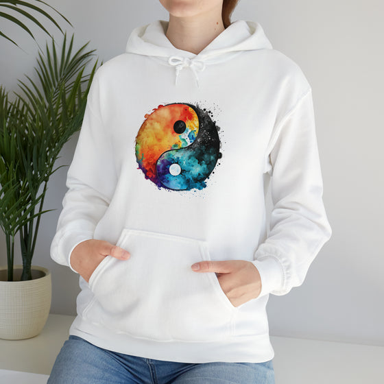 Yoga Sweatshirt | Yin Yang Sign V4 Watercolor | Unisex Hooded Hoodie Sweatshirt