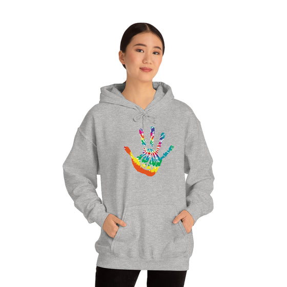 Chill Stitch –Tie-dye Peace Hand - Unisex Hooded Hoodie Sweatshirt – Embrace Your Vibe