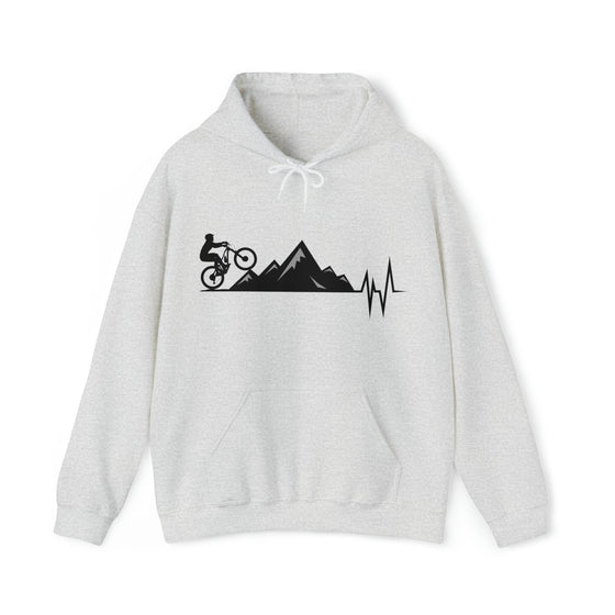 Bike Sweatshirt | MTB Mountain Heartbeat Bike Mountain Biking | Unisex Hooded Hoodie Sweatshirt