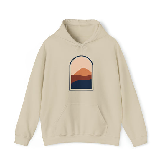 Abstract Shapes Sunrise Sunset Window Landscape  V14 | Abstract | Minimalist | Modern  Unisex Hooded Hoodie Sweatshirt