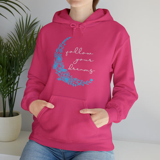 Boho Follow Your Dreams Moon Crescent | Unisex Hooded Hoodie Sweatshirt | Embrace Your Vibe
