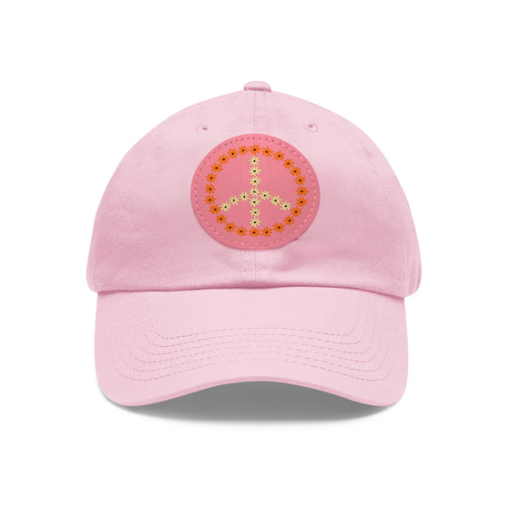 Daisy Peace Sign Leather Patch Baseball Cap Hat