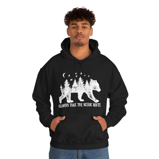 Bear Always Take Scenic Route | Unisex Hooded Hoodie Sweatshirt | Embrace Your Vibe