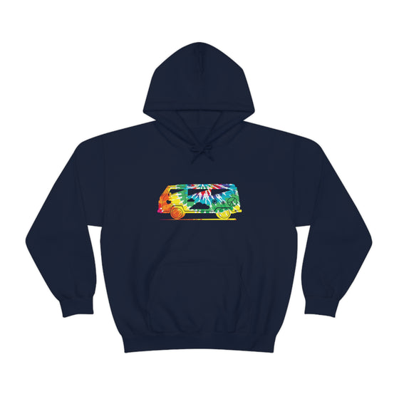 Chill Stitch – VW Tie-dye Van - Unisex Hooded Hoodie Sweatshirt – Embrace Your Vibe