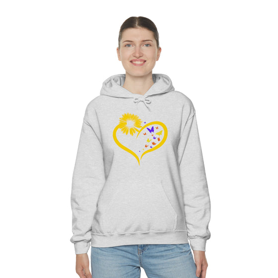 Butterflies Sunflower | Unisex Hooded Hoodie Sweatshirt | Embrace Your Vibe