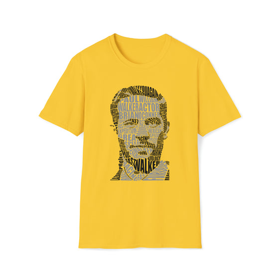 Paul Walker Fast Furious Actor | Unisex Soft Style Tee T-Shirt  | Calligram Word Design