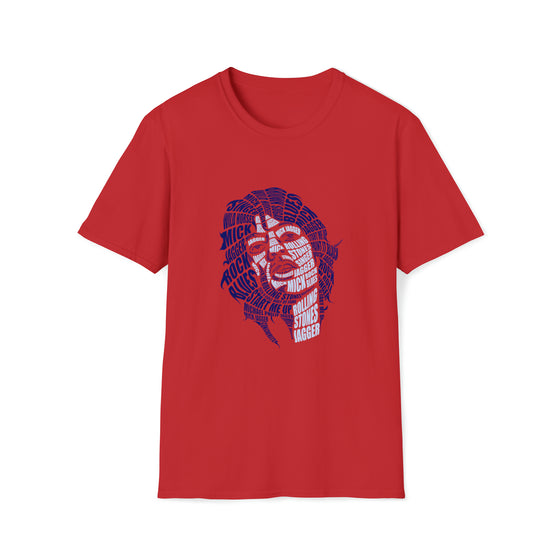 Mick Jagger Music Stones | Unisex Soft Style Tee T-Shirt  | Calligram Word Design