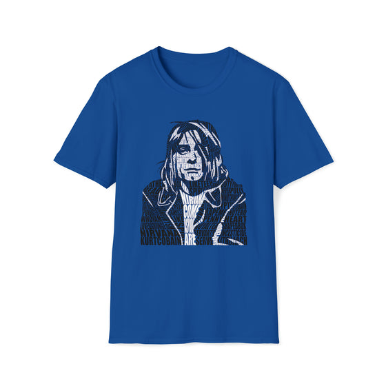 Kurt Cobain Music Grunge | Unisex Soft Style Tee T-Shirt | Embrace Your Vibe | Calligram Word Design