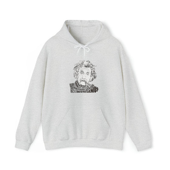 Albert Einstein Science Physics | Unisex Hooded Hoodie Sweatshirt | Embrace Your Vibe | Calligram Word Design