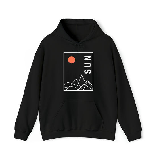 Abstract Shapes V5 Mountain Peaks Sun | Abstract | Minimalist | Modern  Unisex Hooded Hoodie Sweatshirt | Embrace Your Vibe