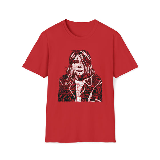 Kurt Cobain Music Grunge | Unisex Soft Style Tee T-Shirt | Embrace Your Vibe | Calligram Word Design
