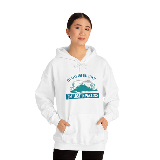 Chill Stitch – Get Lost in Paradise - Unisex Hooded Hoodie Sweatshirt – Embrace Your Vibe