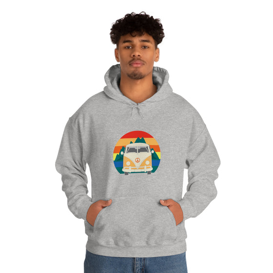 Chill Stitch – VW Van Mountains - Unisex Hooded Hoodie Sweatshirt – Embrace Your Vibe