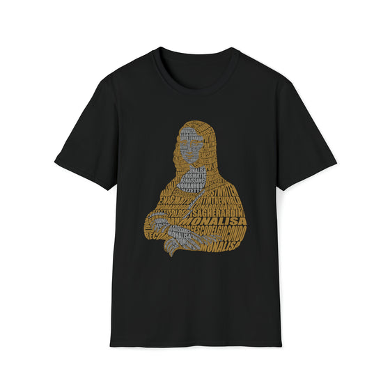Mona Lisa France | Unisex Soft Style Tee T-Shirt  | Calligram Word Design