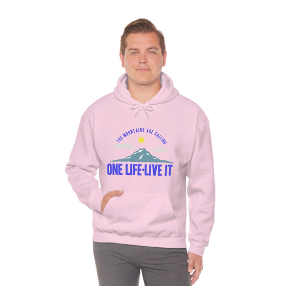 Chill Stitch – Mountains One Life Live It - Unisex Hooded Hoodie Sweatshirt – Embrace Your Vibe