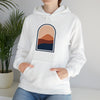 Abstract Shapes Sunrise Sunset Window Landscape  V14 | Abstract | Minimalist | Modern  Unisex Hooded Hoodie Sweatshirt