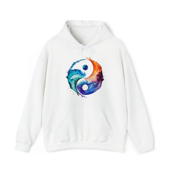 Yoga Seatshirt | Yin Yang Sign V3 Watercolor Flowing | Unisex Hooded Hoodie Sweatshirt