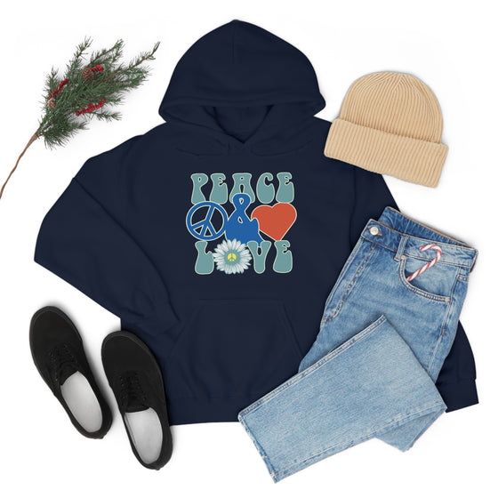 Chill Stitch – Peace & Love - Unisex Hooded Hoodie Sweatshirt – Embrace Your Vibe