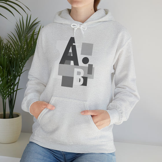 Abstract Shapes V8 Block Letters  | Abstract | Minimalist | Modern  Unisex Hooded Hoodie Sweatshirt | Embrace Your Vibe