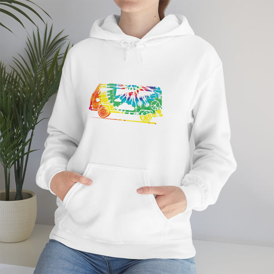Chill Stitch – VW Tie-dye Van - Unisex Hooded Hoodie Sweatshirt – Embrace Your Vibe