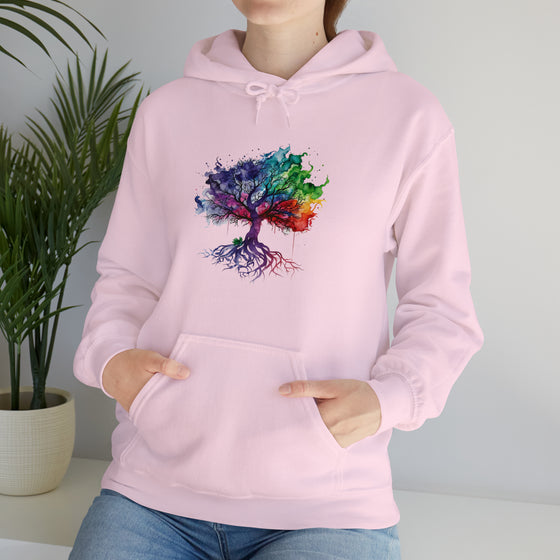 Hippie Sweatshirt | Tree of Life Watercolor Flowing Color V2 | Unisex Hooded Hoodie Sweatshirt