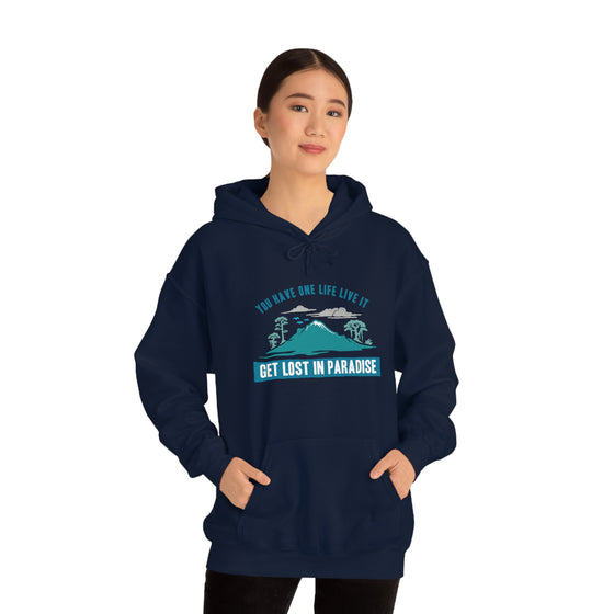 Chill Stitch – Get Lost in Paradise - Unisex Hooded Hoodie Sweatshirt – Embrace Your Vibe