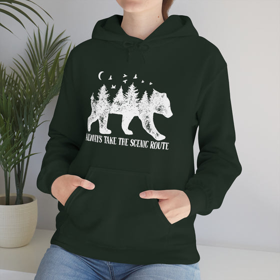 Bear Always Take Scenic Route | Unisex Hooded Hoodie Sweatshirt | Embrace Your Vibe