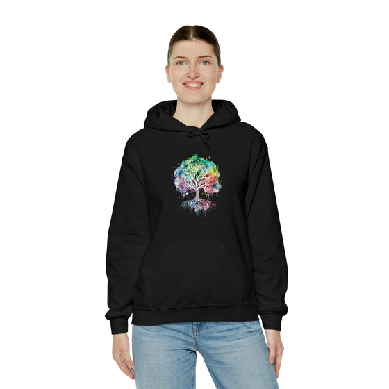 Lake Sweatshirt | Tree of Life Watercolor V4 Color Burst | Unisex Hooded Hoodie Sweatshirt